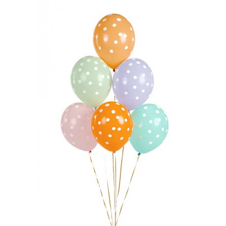 Balony 30 cm, Kropki, mix (6 szt.)