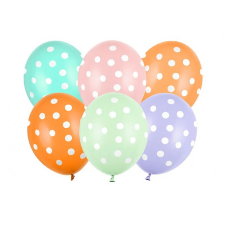 Balony 30 cm, Kropki, mix (6 szt.)