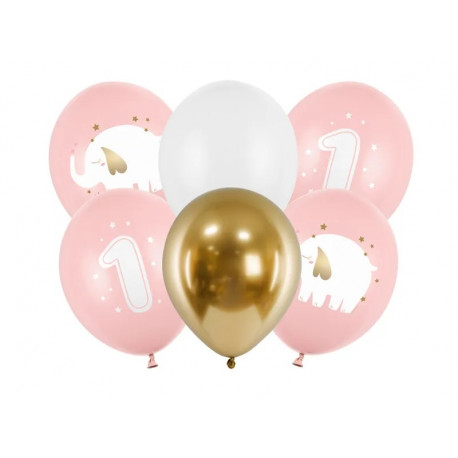 Balony 30 cm, Roczek, Baby pink (6 szt.)