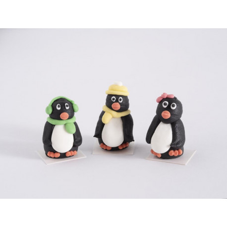 Dekoracje cukrowe Pingwiny, 3 szt. - FunCakes